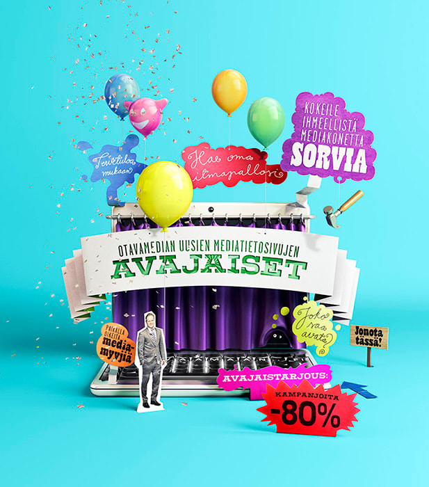 3D modelled ad of a web page launch
