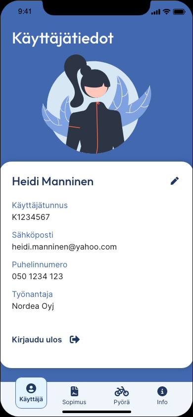 Page for user info